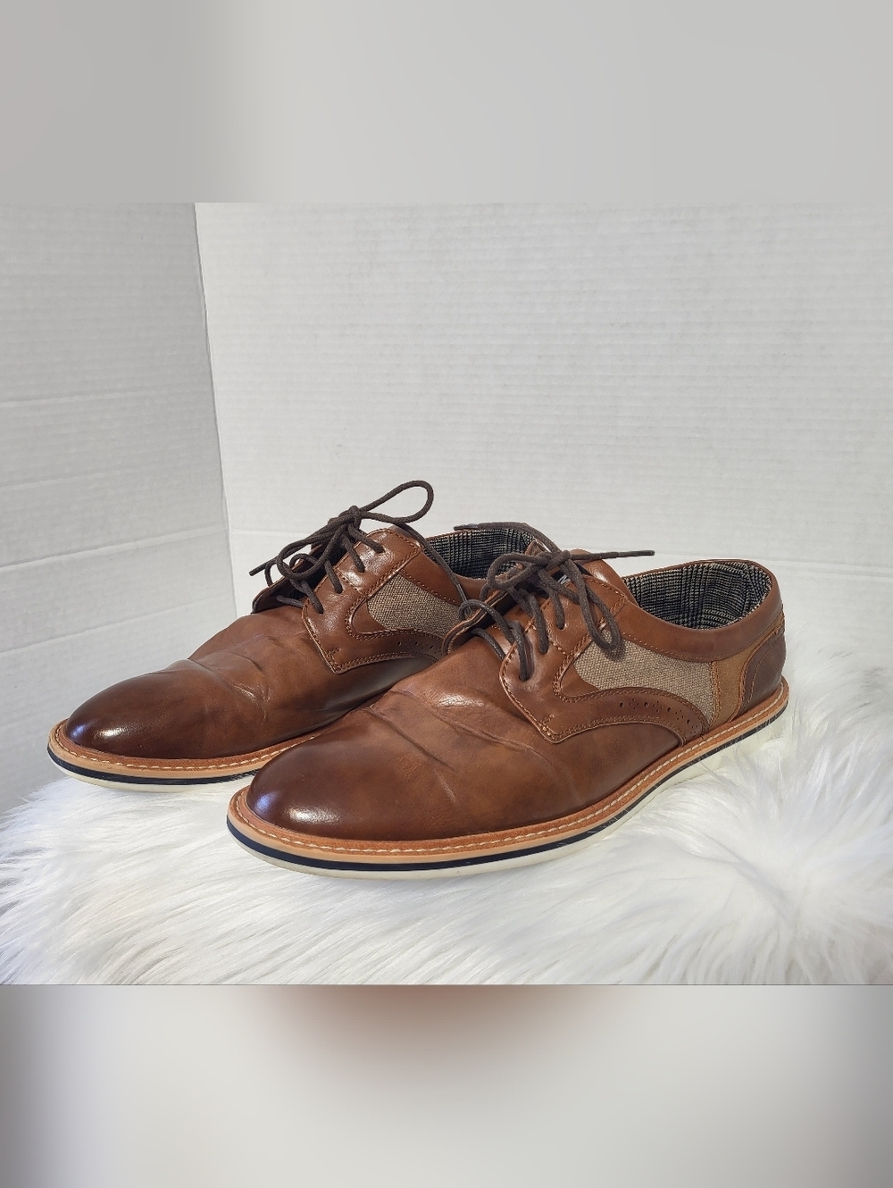 Steve Msdden Men's Casual Leather Lace-Up Shoes in Brown, Size 10.5